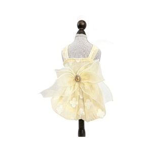 Vestido floral amarillo con diamantes para mascotas, vestido de tul para perros pequeños y gatos, traje de poliéster para las cuatro estaciones - Product Image 5