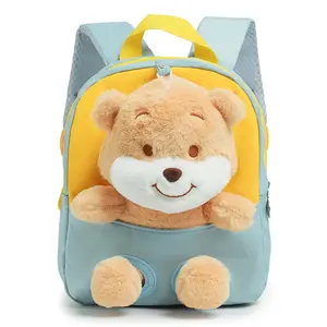 3D Girls Boys Backpack Bear Cartoon Plush Kindergarten Schoolbag Animal Kids Plush Backpack for Kids Blue Pink Purple Bag