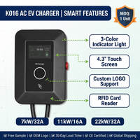 Borne de Recharge Commerciale Intelligente Niveau 2 pour Véhicules Électriques 32A Triphasée AC 22kW Type 1 Type 2 avec Gestion Cloud OCPP