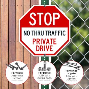 Private <span class=keywords><strong>Drive</strong></span> <span class=keywords><strong>Sign</strong></span> - No Thru Traffic Warning-Aluminio a prueba de herrumbre de 12x12 pulgadas-Resistente a la intemperie para entradas comerciales - Product Image 6