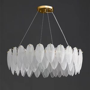 Vente <span class=keywords><strong>en</strong></span> gros de luminaires suspendus de luxe couleur or <span class=keywords><strong>en</strong></span> plumes de verre, luminaires décoratifs au plafond - Product Image 3