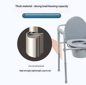 Fauteuil roulant de salle de bain pliable en aluminium avec chaise d'aisance - Product Image 3