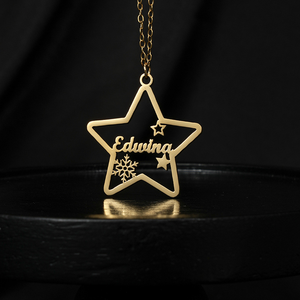 Collana con Ciondolo Personalizzato in Acciaio Inox Placcato Oro con <span class=keywords><strong>Nome</strong></span> e <span class=keywords><strong>Stella</strong></span>, Gioielli alla Moda per Donna, Regalo all'Ingrosso - Product Image 3
