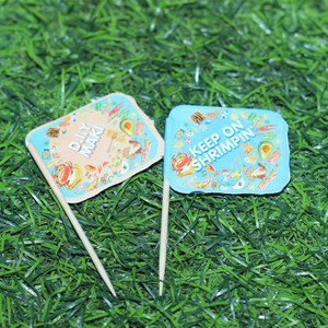 Stuzzicadenti Personalizzati con Bandierina per Cocktail con Logo Design per Decorazione Bastoncini in <span class=keywords><strong>Legno</strong></span> o Bambù 25mm*35mm o Misura Personalizzata 5000pz - Product Image 4
