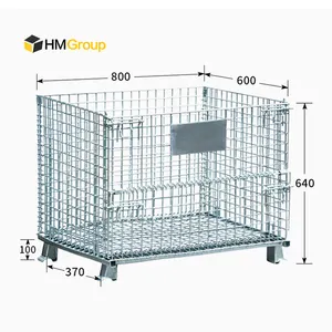 Cage métallique logistique de stockage de treillis métallique en acier empilable pliable d'entrepôt soudé personnalisé