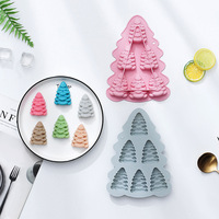 Moule de cuisson en silicone jetable écologique en forme de sapin de Noël à 6 cavités, qualité alimentaire, pour gâteaux, chocolat et glaçons