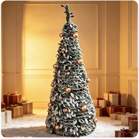 Sapin de Noël artificiel pliable NINI de haute qualité en pin, pré-décoré, facile à assembler, avec lumières LED personnalisées