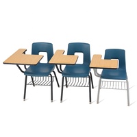 Mobilier Scolaire Chaise d'École pour Étudiant avec Bureau, Chaise de Formation en Plastique avec Table d'Écriture en Bois