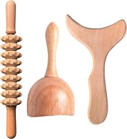 Rouleau de massage en bois et ceinture de ventouses Gua Sha – Outils naturels pour l'application corporelle