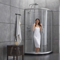 Cabine de douche coulissante simple moderne avec cadre métallique brossé et verre trempé pour hôtel de luxe, appartement, salle de bain vapeur
