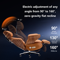 Chaise de bureau exécutive ergonomique moderne à dossier haut en cuir écologique avec base coulissante inclinable électriquement et repose-pieds