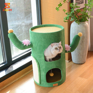Nouveau Arbre à <span class=keywords><strong>chat</strong></span> en bois massif durable avec nid, plateforme de saut en sisal, espace pour jouets et griffoir intégré et efficace - Product Image 5
