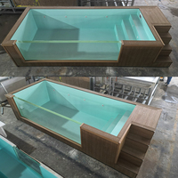 Petit conteneur d'expédition en bois moderne de luxe piscine 20 pieds fibre de verre Frp piscine de natation spa en acrylique hors sol
