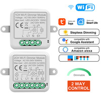 Módulo de interruptor de atenuación WiFi SLS Tuya, relé de 2 vías, sistema de automatización del hogar inteligente Compatible con Alexa Google Assistant 16A Max