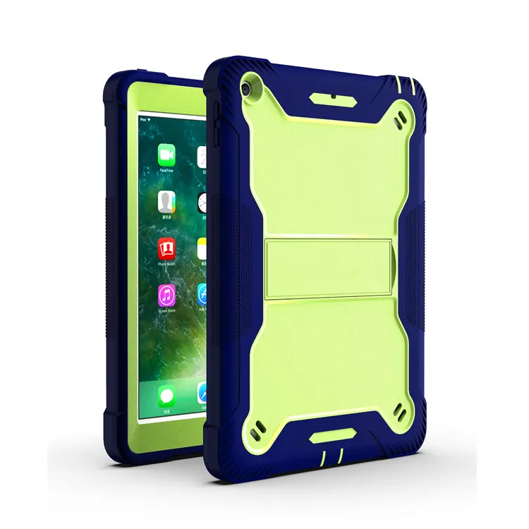2022 Populaire Kleurrijke Tablet Hard Pc Onzichtbare Staande Houder Cover Plastic Achterkant Met Siliconen Bumper Case Voor Ipad 5 6 7