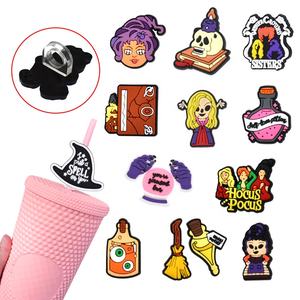 Mescolare all'ingrosso cannuccia Charm Toppers <span class=keywords><strong>Hocus</strong></span> <span class=keywords><strong>Pocus</strong></span> Witch Straw Cover Charms Toppers - Product Image 1