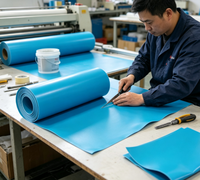 Rouleau de feutre de protection de sol bleu auto-adhésif, imperméable, tapis de protection pour peintre, pour la rénovation des escaliers et la décoration intérieure