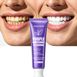 Dentifrice à la menthe <span class=keywords><strong>fruit</strong></span>ée, marque privée, à l'hydroxyapatite, renforce l'émail, faible teneur en fluorure, avec pâte violette blanchissante - Product Image 1