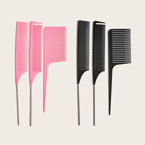 Peigne à queue pointue pour mèches, lot de 3, professionnel, pour coiffure, coloration et séparation, usage en salon, noir et rose, grande taille, en PP - Product Image 5