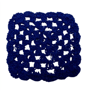 Hot Sale Handmade Contemporary Crochet Square Cotton <b>Blue</b> 4'x4" Eco-Friendly Heat-Resistant Certified <b>Placemats</b> <b>Coaster</b> for Home - Product Image 1