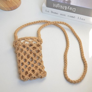 Bolso pequeño personalizado <span class=keywords><strong>de</strong></span> estilo coreano, tejido con hilo <span class=keywords><strong>de</strong></span> algodón, hueco, para teléfono móvil, multicolor - Product Image 6