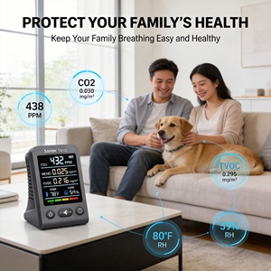Dispositif Portable de Détection de CO2 (Dioxyde de Carbone) avec Affichage de Température, <span class=keywords><strong>Humidité</strong></span>, HCHO et TVOC, Compatible Android, en Plastique, <span class=keywords><strong>pour</strong></span> <span class=keywords><strong>Maison</strong></span> Intelligente - Product Image 5