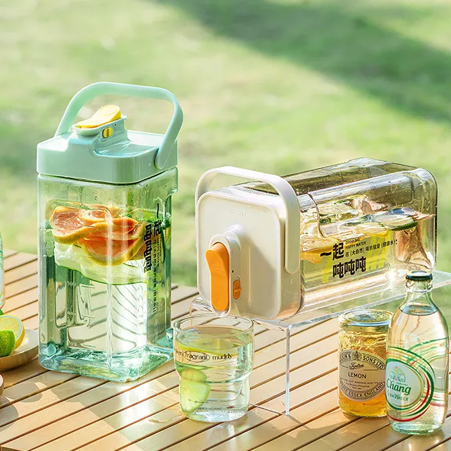 3.5L Capacidade Plástico Jarro De Água Fria Chaleira com Torneira Ice Juice Chá Preto Caixa De Armazenamento De Refrigerador De Água Dispensadores De Bebida Fria