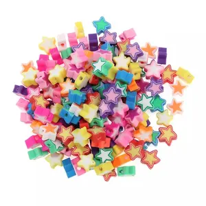 100 Pcs 10mm Mixed Color Jewelry Making Accessories Stars Polymer Clay Beads Beading Supplier for DIY Craft Bracelet Making Kit