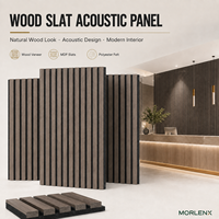 Panneau acoustique MORLENX 3D en MDF couleur chêne fumé avec feutre noir absorbant le son, décoration murale pour salon, salle de sport et commerce