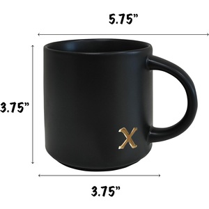 แก้วเซรามิคสีดำลายอักษรย่อ 15 ออนซ์ แก้วกาแฟลายอักษรทองคำ แก้วชาอักษรภาษาอังกฤษสุดหรู แก้ว <span class=keywords><strong>X</strong></span> เหมาะสำหรับตกแต่งสำนักงานและบ้าน - Product Image 2