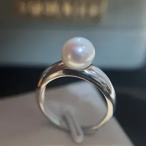 Fashionable 2024 Real Silver White Pearl Ring Price Design For Female