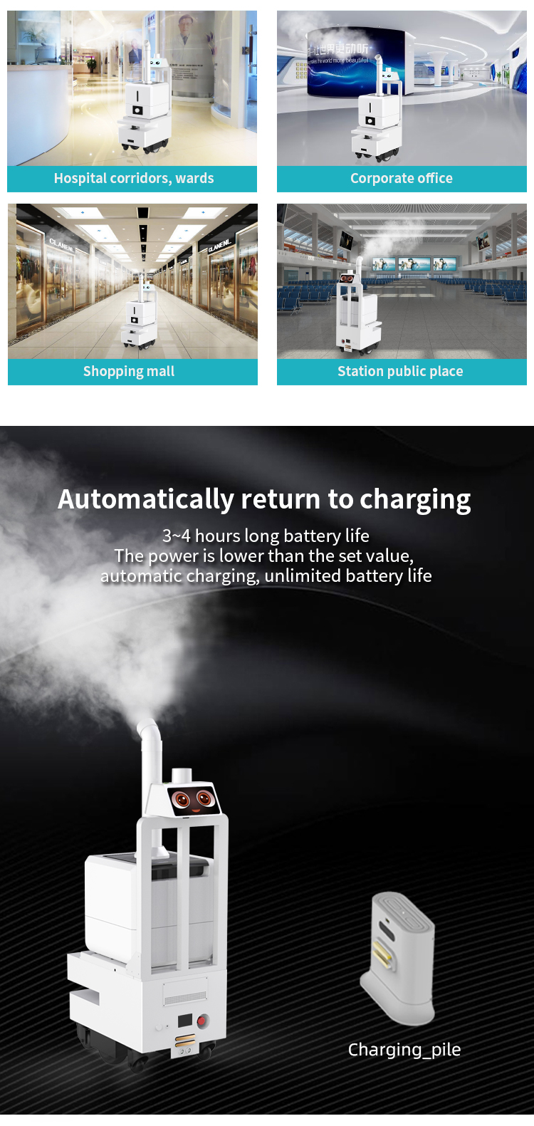Unmanned security and disinfection robot autonomous robots in healthcare intelligent gas spraying disinfect robot