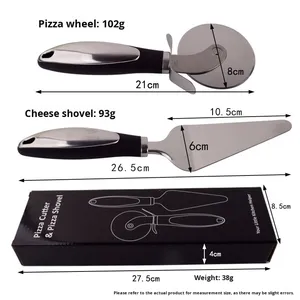 Espátula para Pizza de Acero Inoxidable y Cortador de Pizza de Base Delgada con Rueda Giratoria, Kit de Herramientas para Hornear Pasteles - Product Image 2
