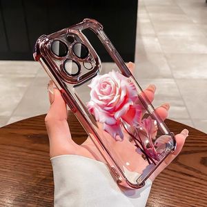 Custodia per iPhone 17 Air 16 15 14 <span class=keywords><strong>13</strong></span> 12 <span class=keywords><strong>Pro</strong></span> Max trasparente antiurto con protezione angolare e motivo <span class=keywords><strong>rosa</strong></span> alla moda - Product Image 4