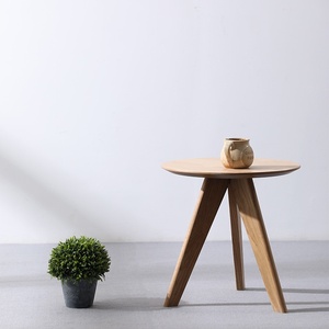Modern Nordic Round Coffee <b>Table</b>, Solid Wood Minimalist Side <b>Table</b> for <b>Small</b> Apartment, Balcony, Living Room, <b>Office</b> - Product Image 3