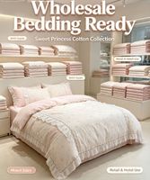 Parure de lit en coton 100% très lourd 40S40S avec dentelle 3D tissée motif Princesse Douce Fille, vente en gros