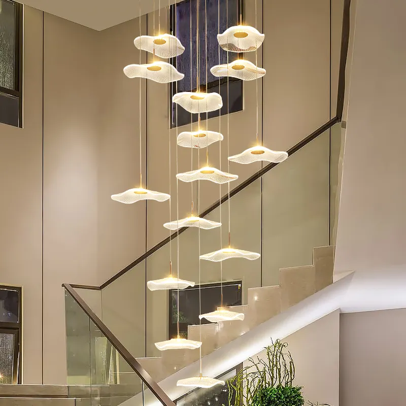 Modern Art Design Pendant Lamp High Clear Plastic Chandelier Round Decorate wedding Hang LED Light For Hotel Lobby