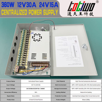 Alimentation centralisée multi-sorties SMPS AC/DC 24V 360W, 24V 15A 18 canaux pour CCTV, boîtier métallique