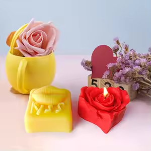 แม่พิมพ์ช็อคโกแลตอโรมาเธอราพีแบบทำมือของขวัญคู่วันวาเลนไทน์ J6-26ทำเทียนด้วยน้ำมันหอมระเหยรูปหัวใจริมฝีปากสีแดงเทียนกุหลาบแม่พิมพ์ซิลิโคน - Product Image 2