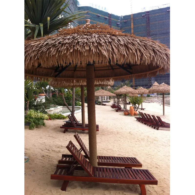 Toptan maldivler plastik simülasyon yanmaz yapay bambu thatch plaj şemsiyesi