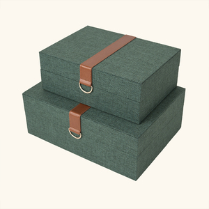 2pcs lật vải da hộp MDF bao bì bằng gỗ Hộp Quà Tặng vải da hộp gỗ chèn-Hai mảnh thiết lập - Product Image 4