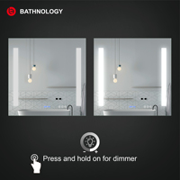 Modern Bluetooths Rectangle Mirror with Digital Clock Backlit Touch Screen LED Mirror Illuminated Magnifying