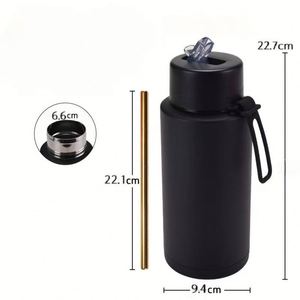 Nouvelle tasse minimaliste à paille grande capacité 32 oz en acier inoxydable 304, isolée sous vide, maintien thermique 6-12h, personnalisable, résistante aux chutes - Product Image 3