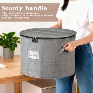 <b>Shoe</b> <b>Storage</b> Box Round Foldable Fabric 20-35L <b>Wardrobe</b> Organizer For <b>Shoes</b> - Product Image 2