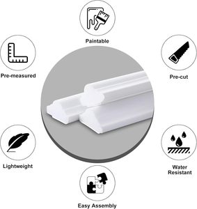 Moulures murales pré-coupées, 4 pièces/ensemble, 20 pouces, décoratives, autocollantes, en PS, moulures de finition, moulures à coller, bordures pour mur - Product Image 6