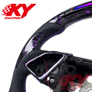 Volant de course personnalisé en fibre de carbone forgée violette avec LED et indicateur de régime pour Chevrolet Camaro Corvette C6 C7 C8 - Accessoires automobiles - Product Image 2