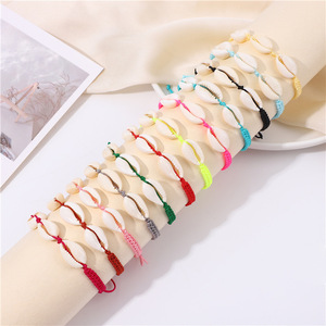 Factory Stock Beach Bohemian Cowrie White Shells Woven Braided Hand Rope Brace for Gifts Jewelry - Product Image 2