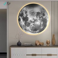 Lámpara de Pared LED Contemporánea de Resina con Diseño de Luna y Tierra para Pasillo, Entrada, Dormitorio, Cabecera, Decorativa