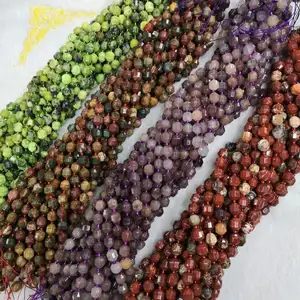 Natural Faceted Chrysoprase Flame Jasper Purple Berry Quartzite Red Picasso Jasper Satellite Cutting Gemstone Beads