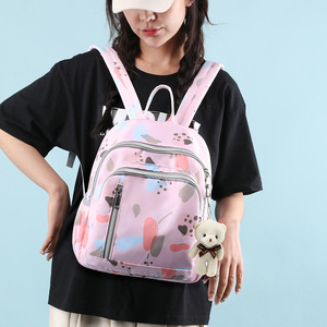 Mini mochila con estampado de dibujos animados para mujeres y niñas, ligera, impermeable, de tela Oxford, bolsa de viaje escolar con bolsillos delanteros con cremallera - Product Image 3